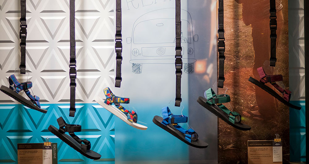 an image of Teva shoes, retail shoe display by Craig Wollen of Turn Design