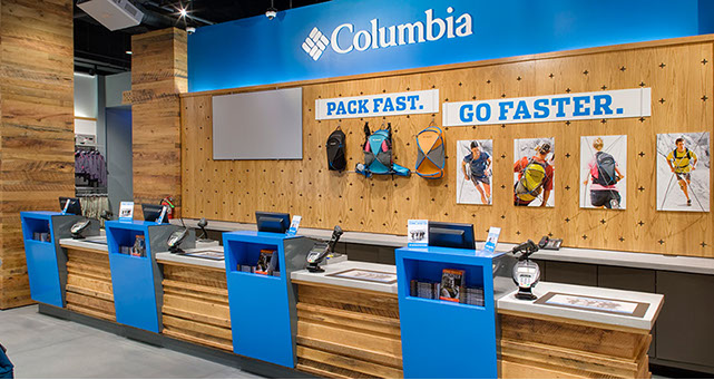 an image of Columbia Sportswear store upgrades designed by Craig Wollen of Turn Design